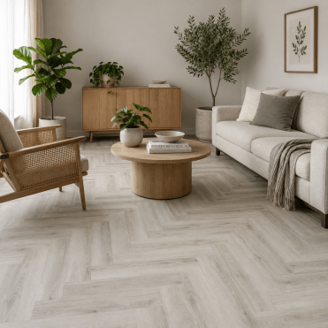 Aspire Herringbone Bleached Oak 02 Balta