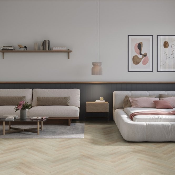 Luvanto Craftsman Coastal Oak QAF-CVH-02 Dryback Herringbone 