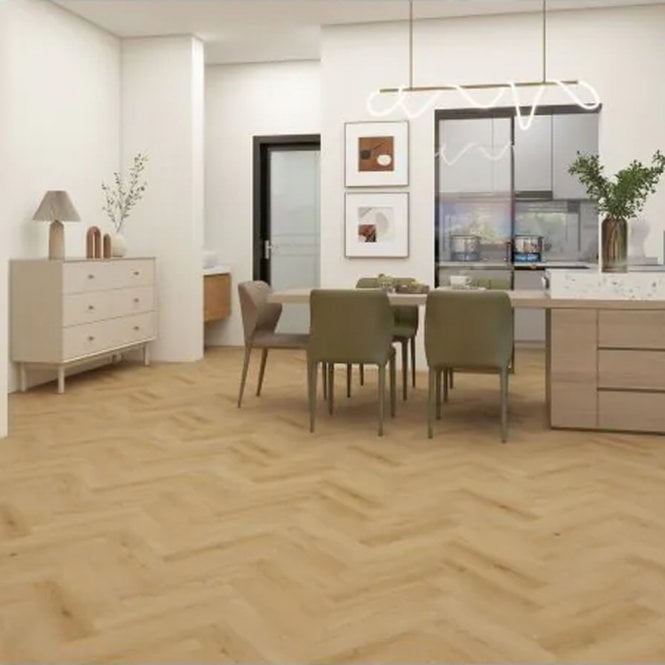 Ferrano LVT Opulenza Herringbone Willow Haze Evergreen Floors